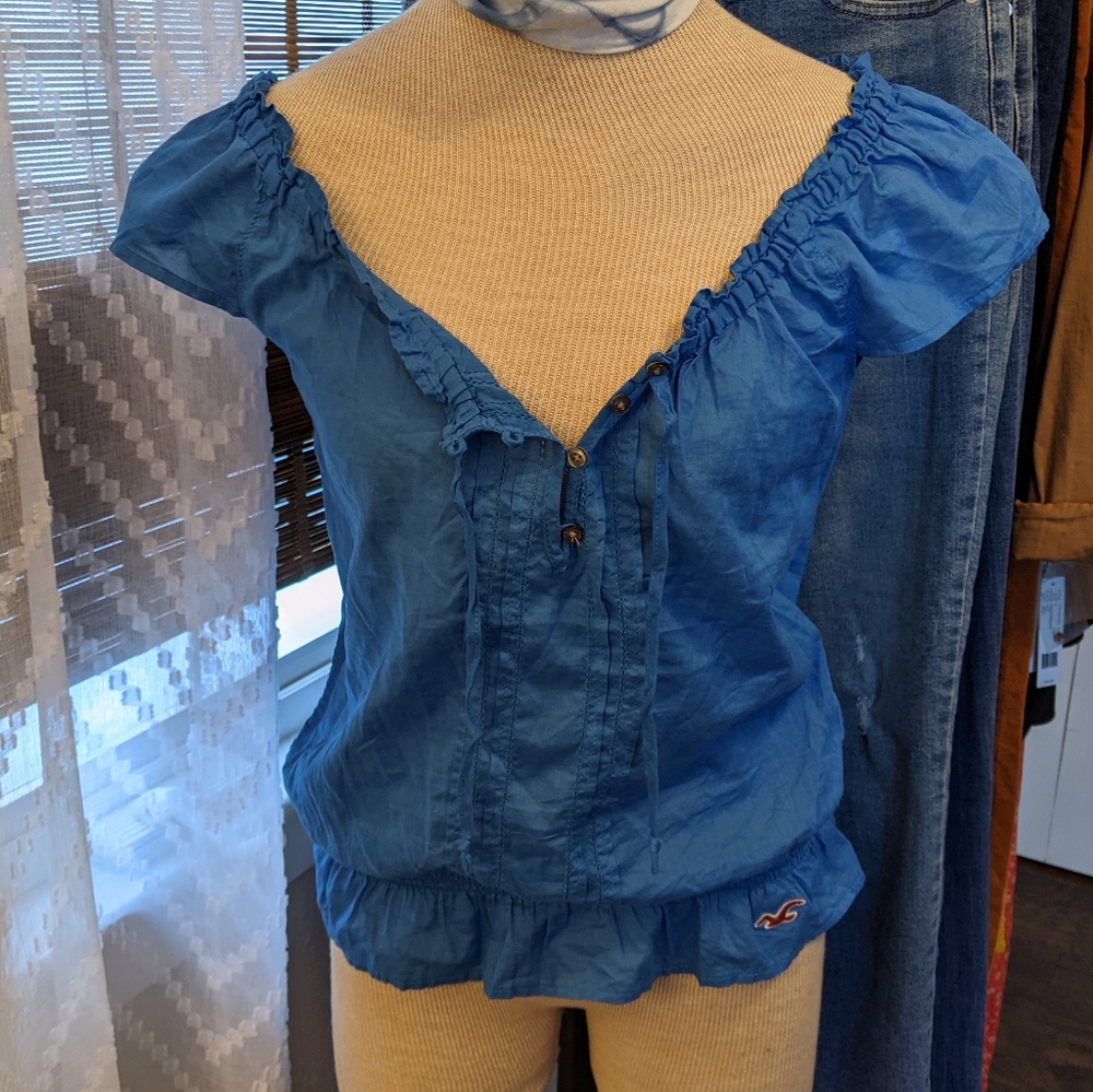 NWT Hollister Betty Blue cinch blouse - Picture 3 of 7